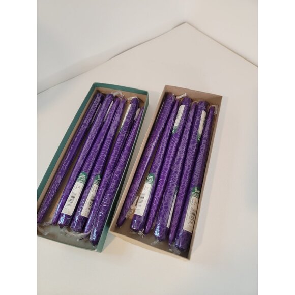 Patrician Taper Candles 12 Inch PURPLE Set of 12 Dozen Hand Dipped - Picture 4 of 4